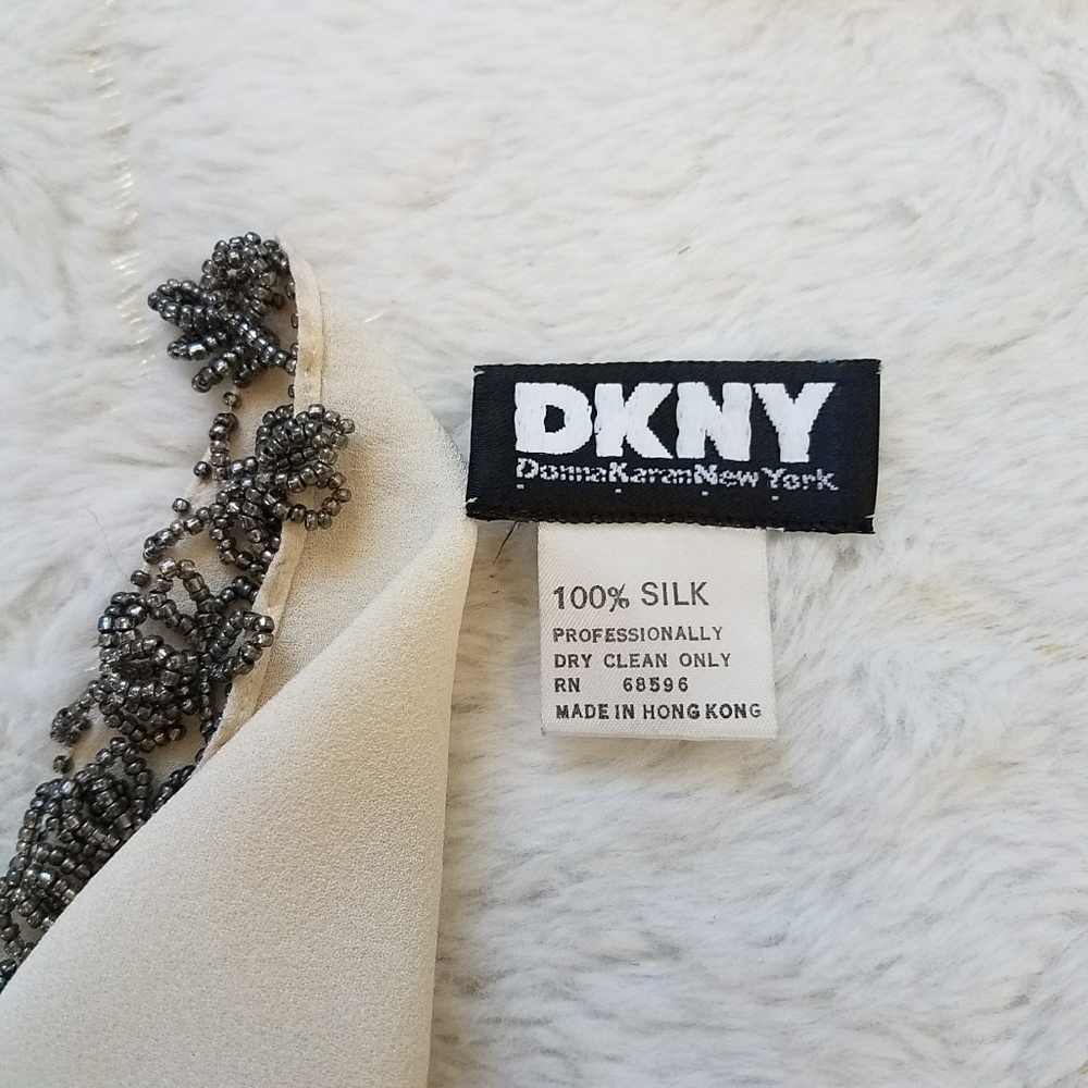 DKNY Vintage Silk Beaded Scarf - Picture 4 of 5